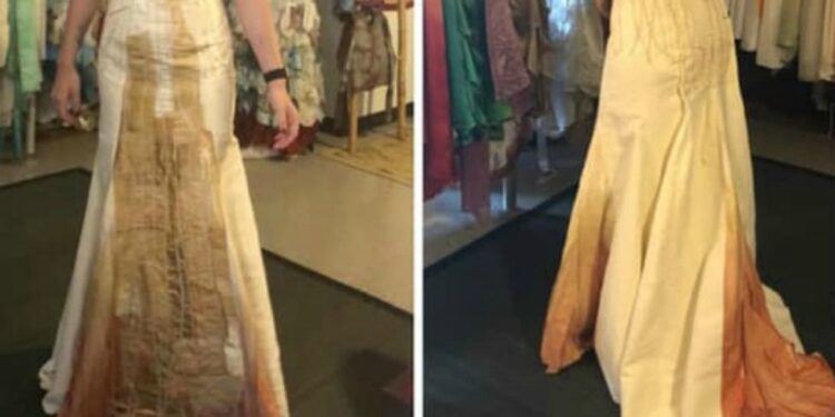 Bride's 'Coffee Stain' Wedding Dress Raises Eyebrows
